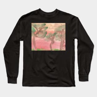 Watercolor trees at sunset Long Sleeve T-Shirt